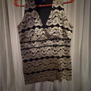 Dressbarn Black and Gold Lace Blouse